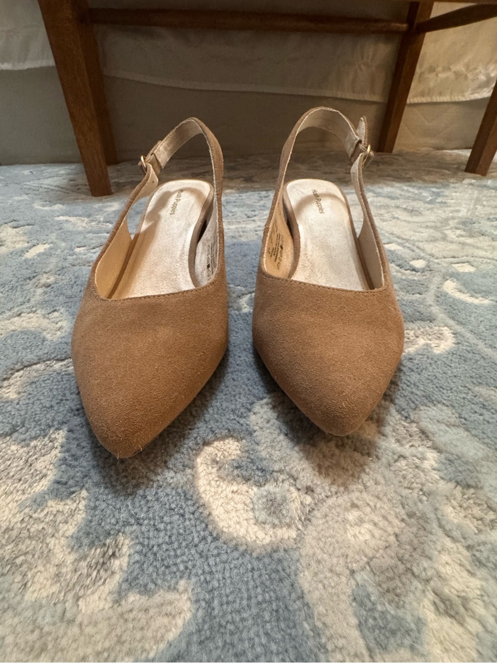 Hush Puppies Pointed Toe Slingback Heels in Tan